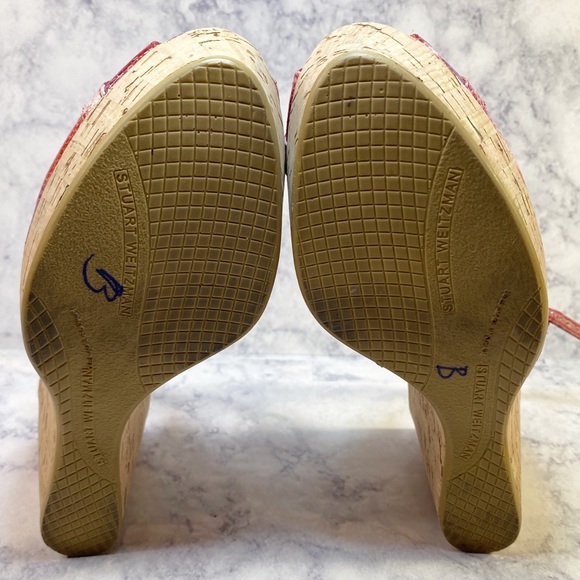 Stuart Weitzman Snakeskin Cork Wedges 6 - Picture 7 of 11